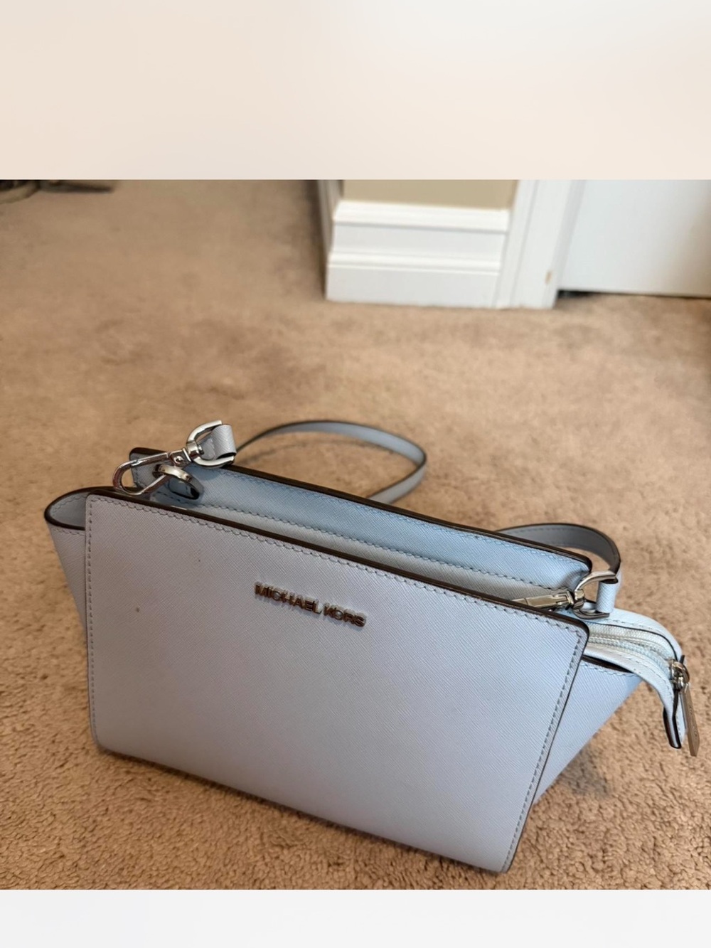 Michael Kors Pale Blue Saffiano Crossbody Bag